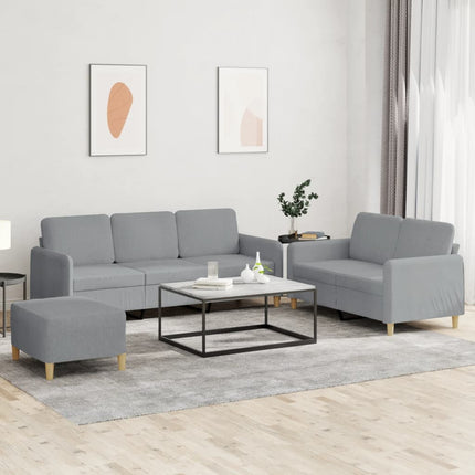 sofasæt 3 dele med hynder stof lysegrå