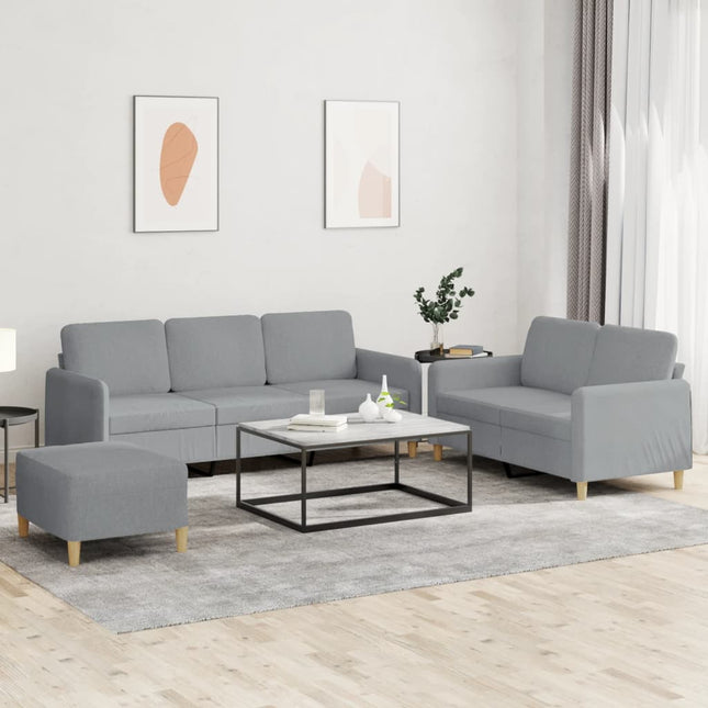 sofasæt 3 dele med hynder stof lysegrå