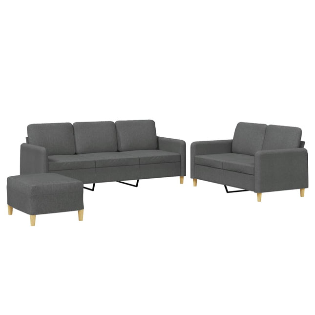 sofasæt 3 dele med hynder stof mørkegrå