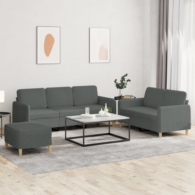 sofasæt 3 dele med hynder stof mørkegrå