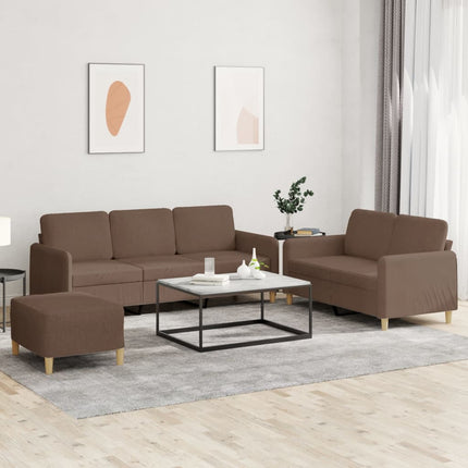 sofasæt 3 dele med hynder stof brun