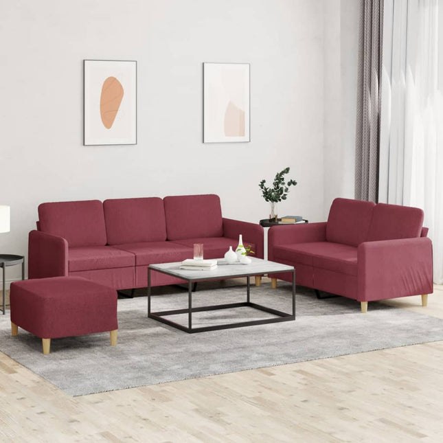 sofasæt 2 dele med hynder stof vinrød