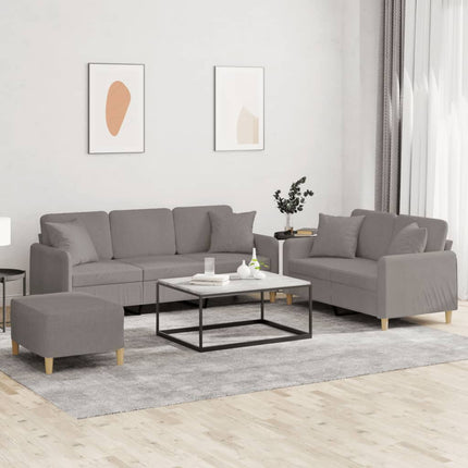 sofasæt 3 dele med puder stof gråbrun