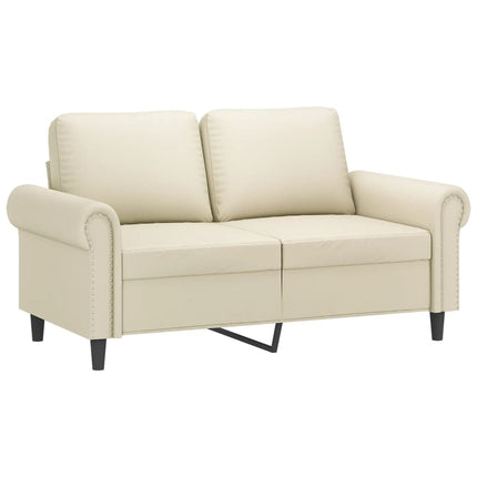 sofasæt 2 dele med puder kunstlæder cremefarvet