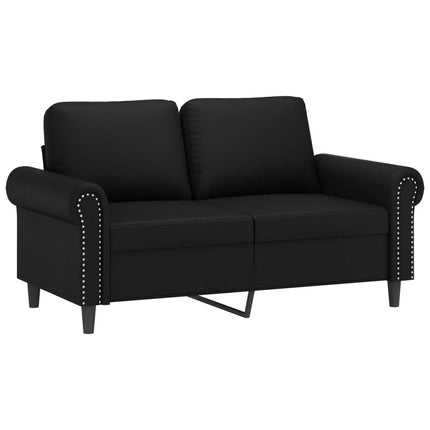 sofasæt 3 dele med puder kunstlæder sort