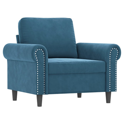 sofasæt 3 dele med hynder velour blå