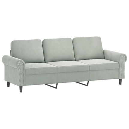 sofasæt 4 dele med hynder velour lysegrå