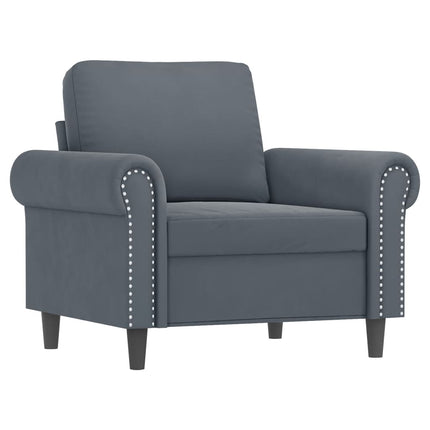 sofasæt 4 dele med hynder velour mørkegrå