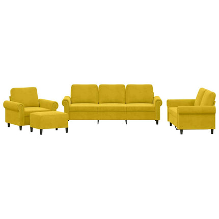 sofasæt 4 dele med hynder velour gul