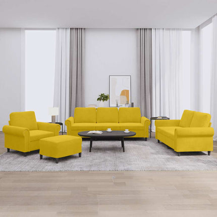 sofasæt 4 dele med hynder velour gul