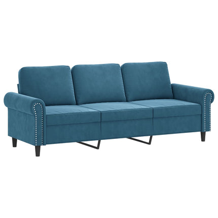 sofasæt 4 dele med hynder velour blå