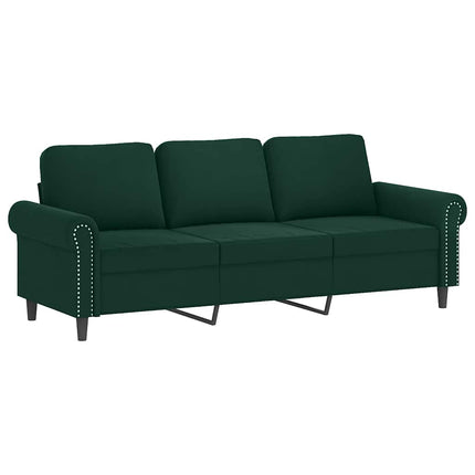 sofasæt 3 dele med puder velour mørkegrøn