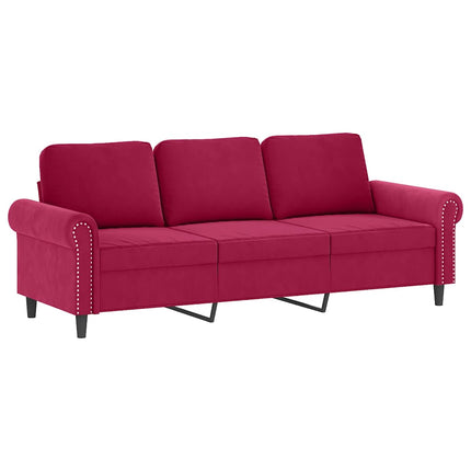 sofasæt 4 dele med puder velour vinrød