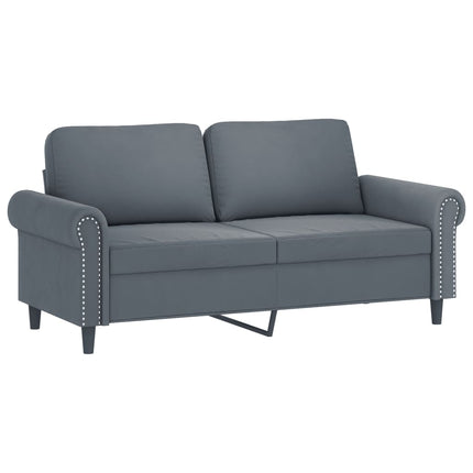 sofasæt 2 dele med hynder velour mørkegrå