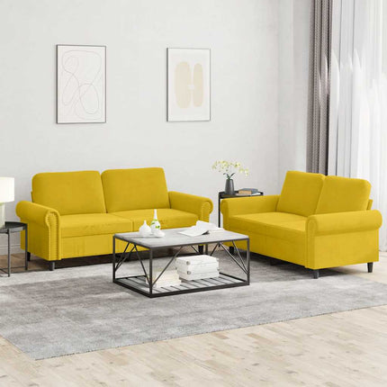 sofasæt 2 dele med hynder velour gul