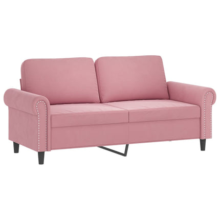 sofasæt 3 dele med hynder velour lyserød