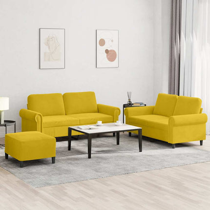 sofasæt 3 dele med hynder velour gul
