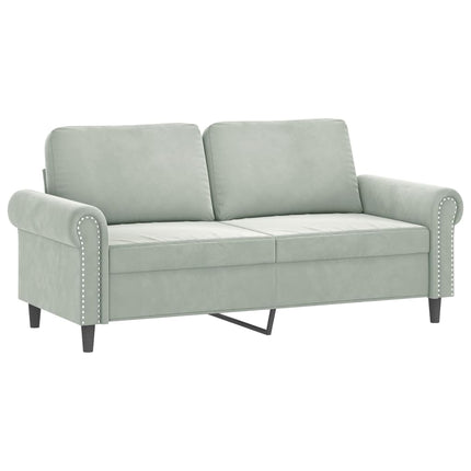 sofasæt 3 dele med puder velour lysegrå