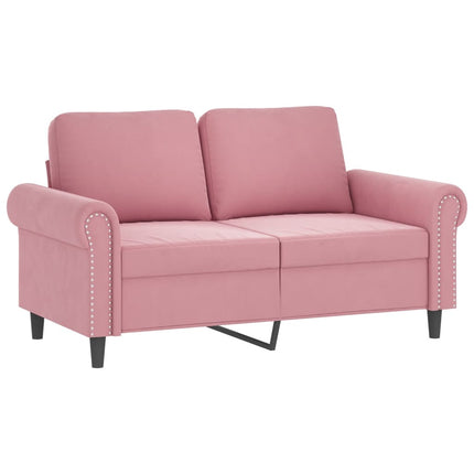 sofasæt 2 dele med hynder velour lyserød