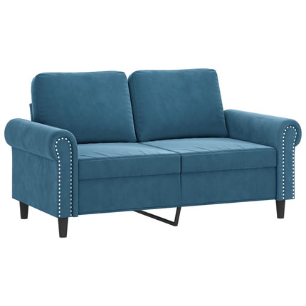 sofasæt 3 dele med hynder velour blå