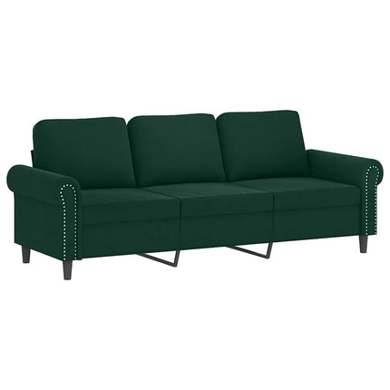 sofasæt 2 dele med puder velour mørkegrøn
