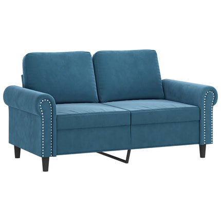 sofasæt 3 dele med puder velour blå