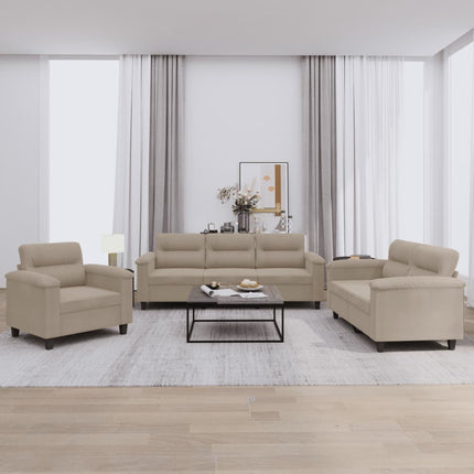 sofasæt 3 dele med hynder mikrofiberstof gråbrun