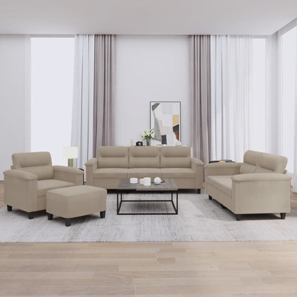 sofasæt 4 dele med hynder mikrofiberstof gråbrun