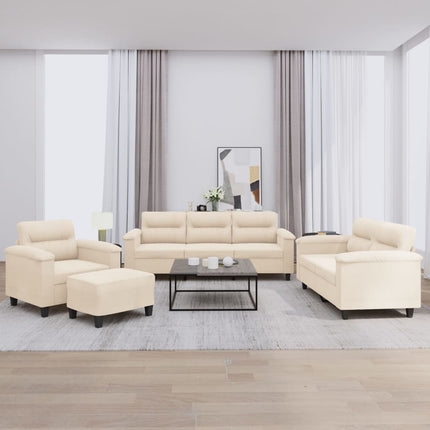 sofasæt 4 dele med hynder mikrofiberstof beige