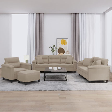 sofasæt 4 dele med puder mikrofiberstof gråbrun