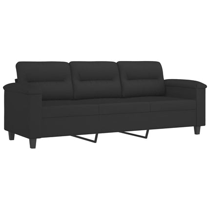 sofasæt 4 dele med puder mikrofiberstof sort