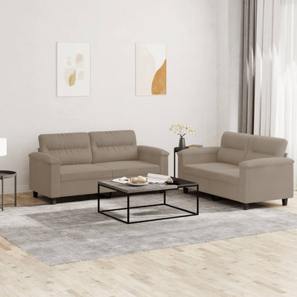 sofasæt 2 dele med hynder mikrofiberstof gråbrun
