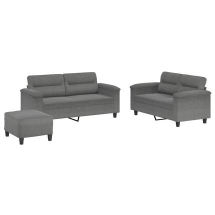 sofasæt 3 dele med hynder mikrofiberstof mørkegrå
