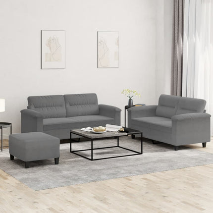 sofasæt 3 dele med hynder mikrofiberstof mørkegrå