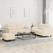 sofasæt 3 dele med hynder mikrofiberstof beige