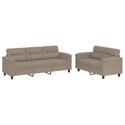 sofasæt 2 dele med hynder mikrofiberstof gråbrun