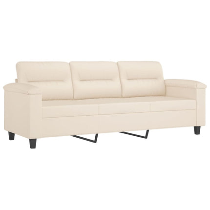sofasæt 3 dele med hynder mikrofiberstof beige