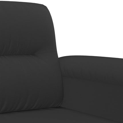 sofasæt 3 dele med puder mikrofiberstof sort