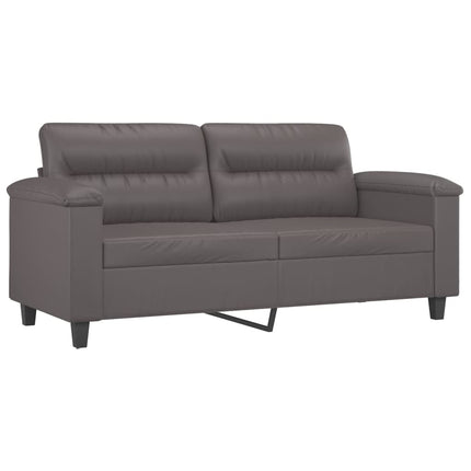 sofasæt 3 dele med hynder kunstlæder grå