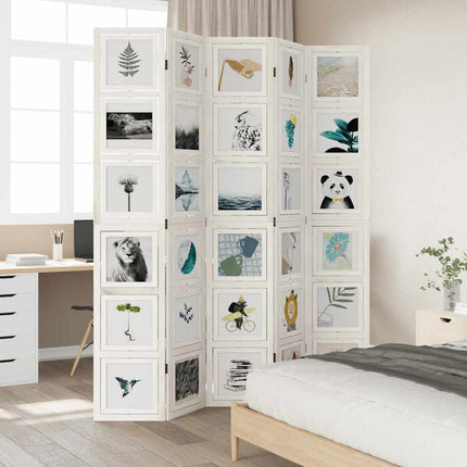 rumdeler 5 paneler massivt kejsertræ hvid