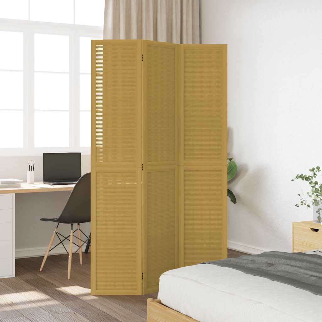 rumdeler 3 paneler massivt kejsertræ brun