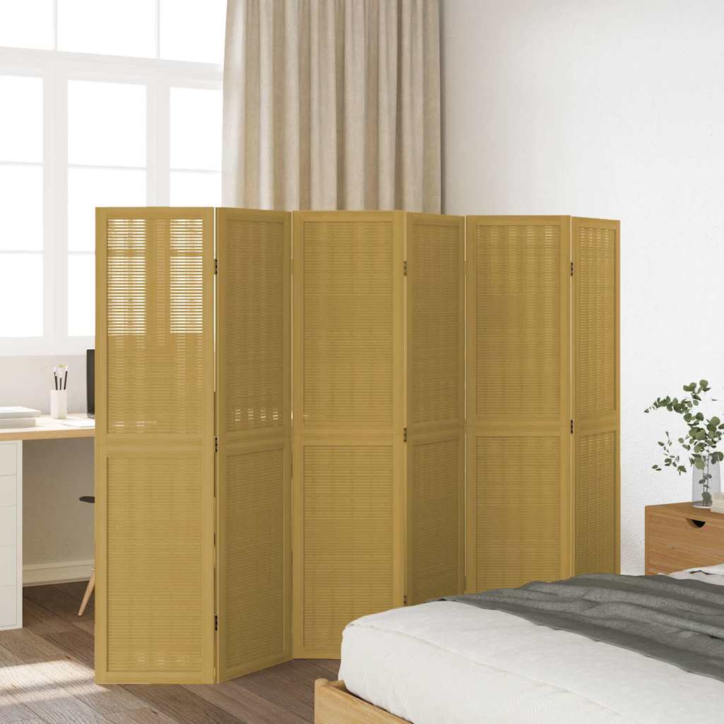 rumdeler 6 paneler massivt kejsertræ brun