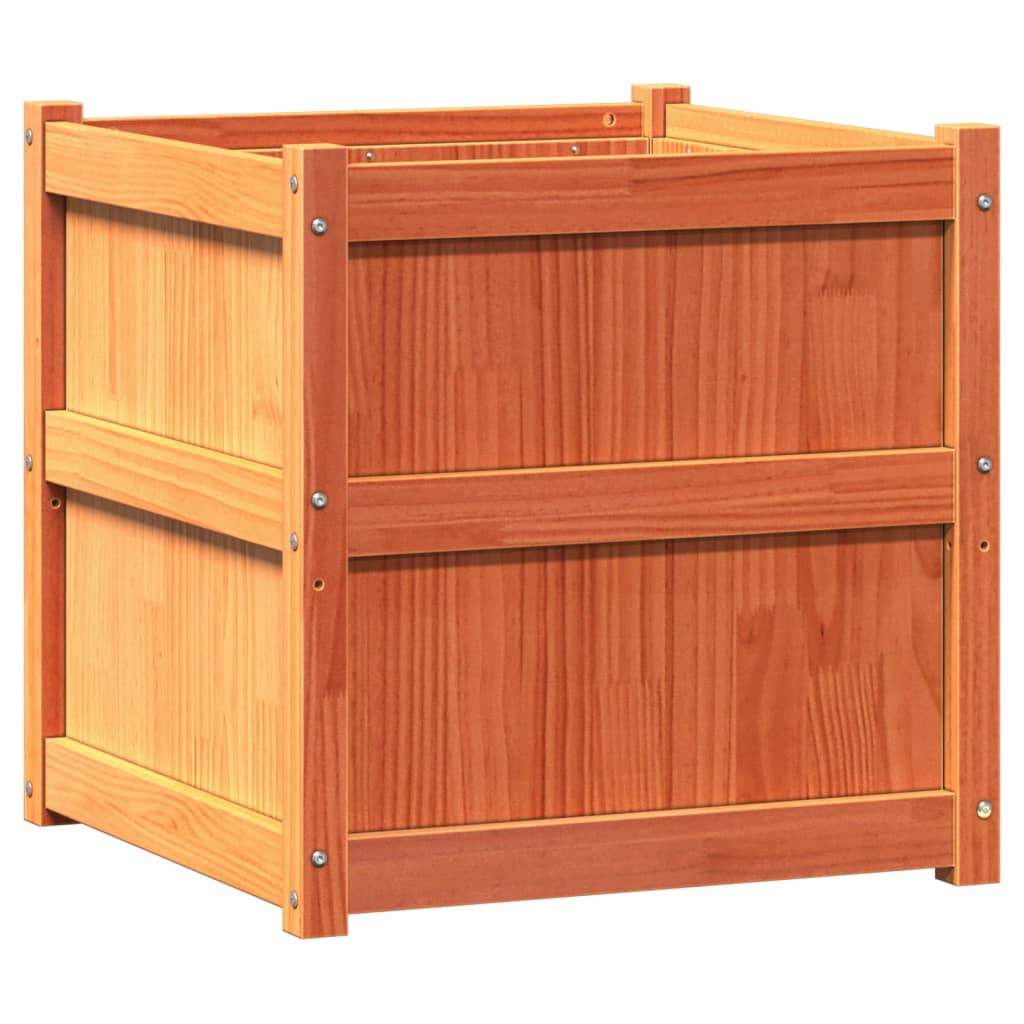 plantekasse 60x60x60 cm massivt fyrretræ gyldenbrun