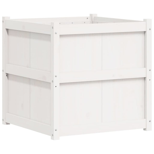 plantekasse 70x70x70 cm massivt fyrretræ hvid