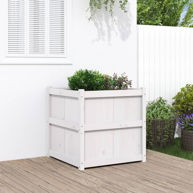 plantekasse 70x70x70 cm massivt fyrretræ hvid