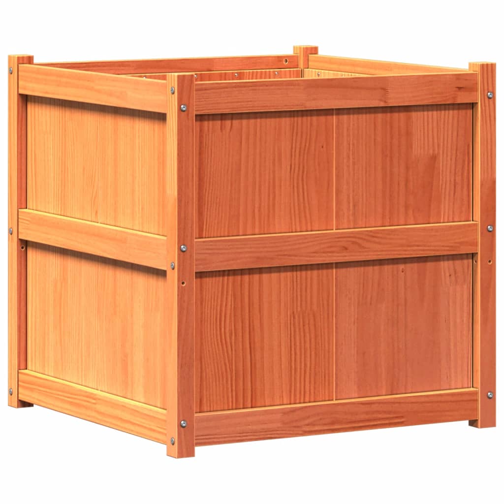 plantekasse 70x70x70 cm massivt fyrretræ gyldenbrun