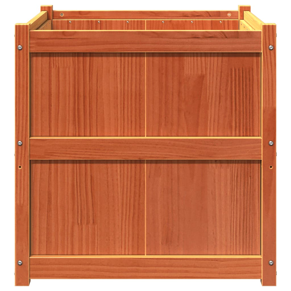 plantekasse 70x70x70 cm massivt fyrretræ gyldenbrun