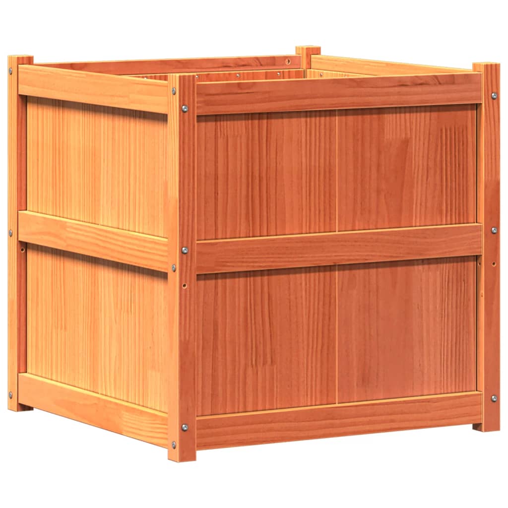 plantekasse 70x70x70 cm massivt fyrretræ gyldenbrun