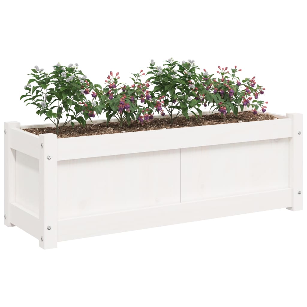 plantekasse 90x31x31 cm massivt fyrretræ hvid