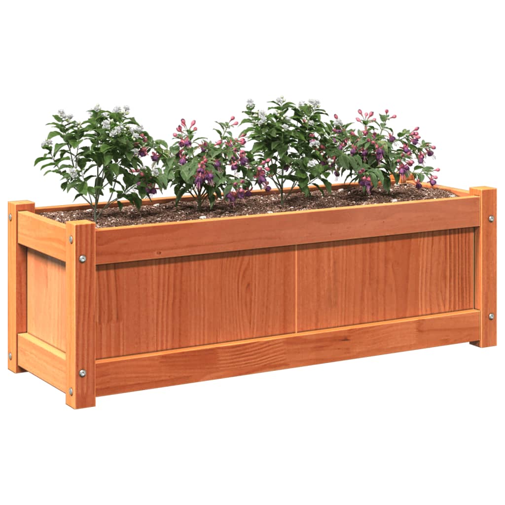plantekasse 90x31x31 cm massivt fyrretræ gyldenbrun